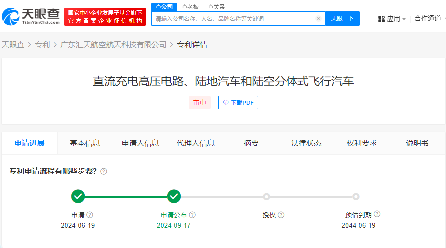 小鵬匯天直流充電高壓電路、陸地汽車和陸空分體式飛行汽車 專利申請